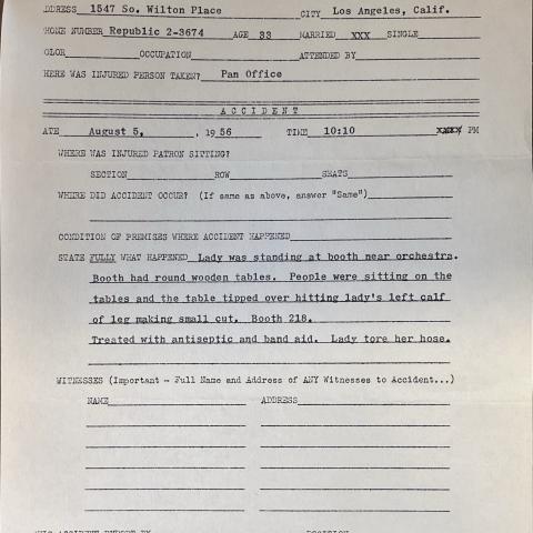 Pan Pacific Auditorium Accident Report from the 1956 Union Products and Services Show