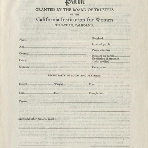 Parole Form, undated