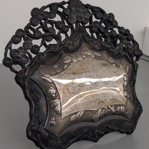 Silver and Ebony Plaque with Inscription "To Mr. Geo. Simmons From Loco Staff Tientsin P.M.R. 1927," George Simmons Collection