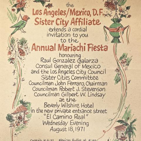 Invitation to the "Annual Mariachi Fiesta", 1971, Carl Dentzel Collection