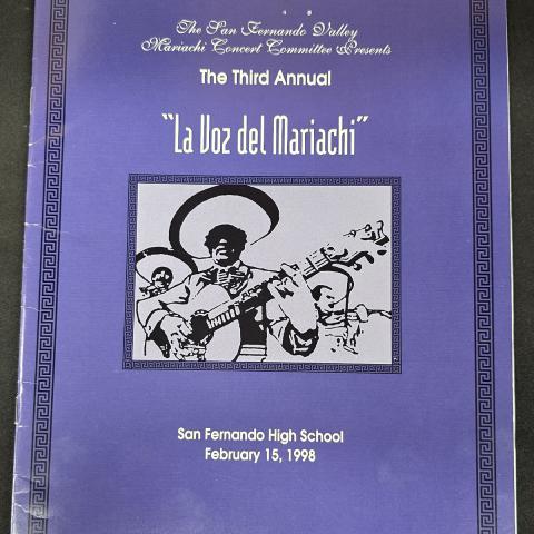 Cover of the "La Voz del Mariachi" program, 1998, College of Humanities Records