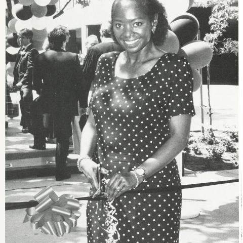  President Wilson ribbon cutting for the Alumni Brick Plaza, April 30, 1993, Sunburst, LD729.C99 S8 1993