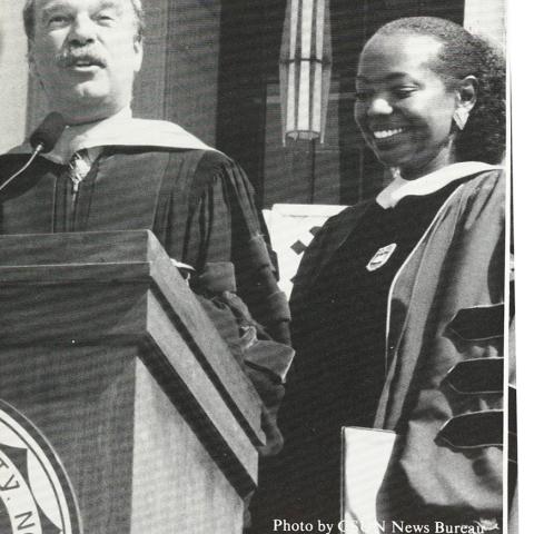 California State University Chancellor Barry Munitz introduces Blenda Wilson during her inauguration,  April 30, 1993, Sunburst, LD729.C99 S8 1993