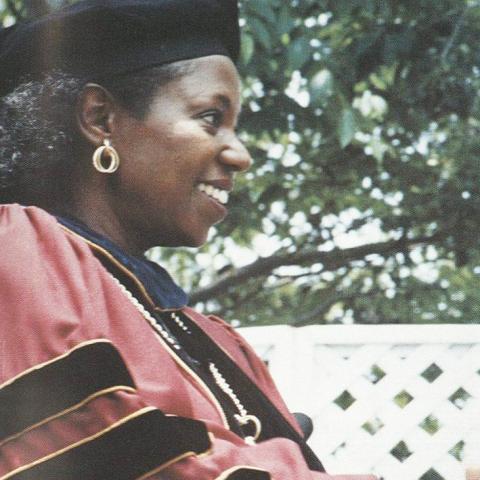  President Wilson is seen here offering congratulations during commencement, May 1996, Sunburst, LD729.C99 S8 1996