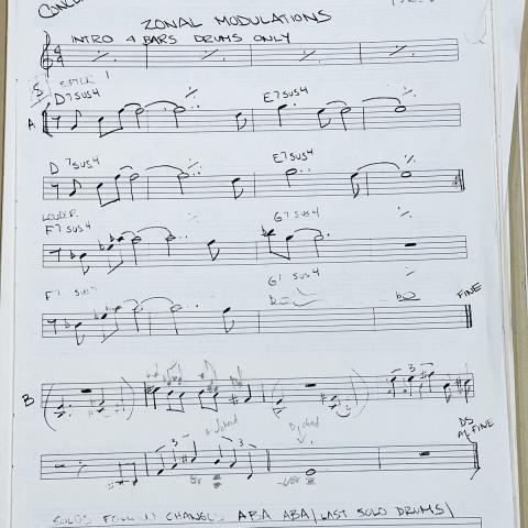 “Zonal Modulation” lead sheet by “Williams”, Mimi Melnick Collection