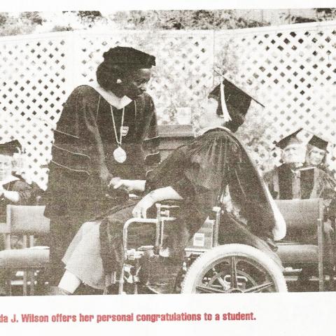 President Wilson is seen here during commencement, May 1993, Insight, LD729.6 .N6 N66 v.19 no.1