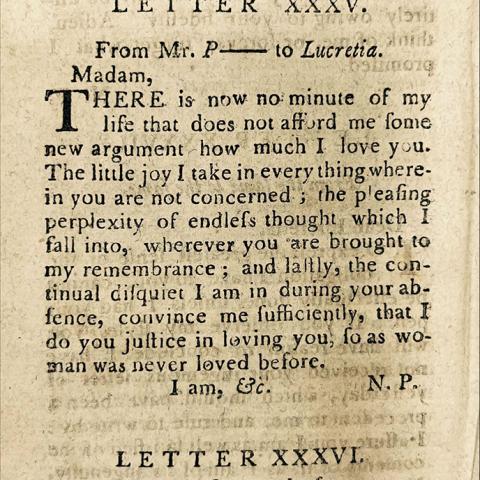 Tender Romantic Note Declaring Unspoken Feelings, Mr. P- to Lucretia. PE 1495 .C65 1797