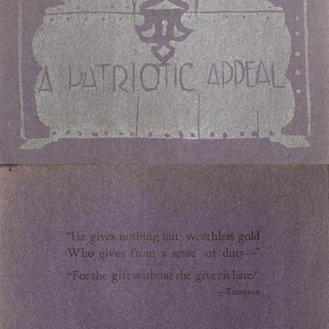Invitation to participate in a "Patriotic Appeal," a fundraiser for Canoga Park High School's War memorial, 1934