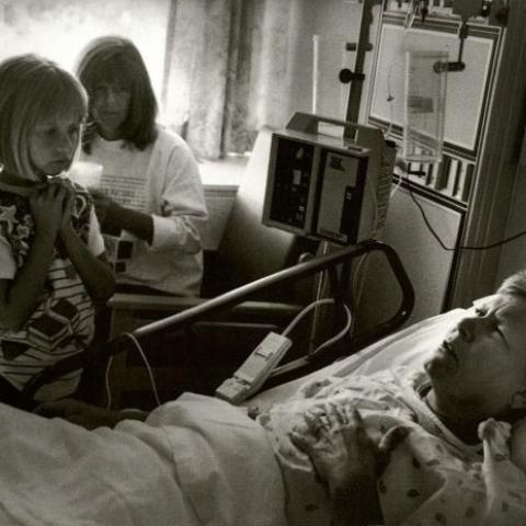 Tony in the hospital, recovering from top surgery
