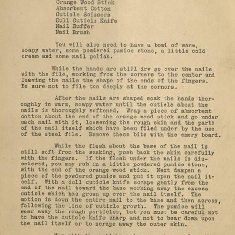 Grace-Mildred Culture Course instructions on how to do a manicure