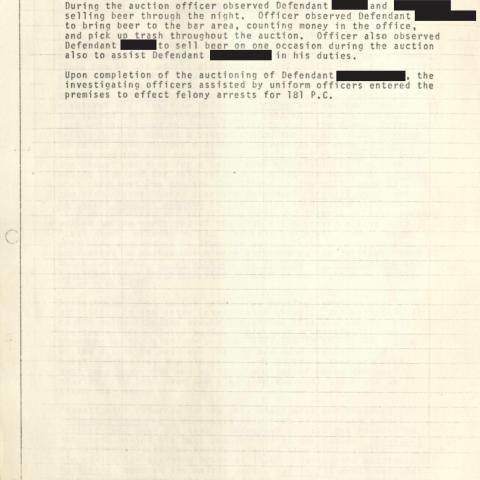 Arrest Report, "Slave Auction" at 4424 Melrose Avenue, April 10, 1976, Aristide Laurent Collection