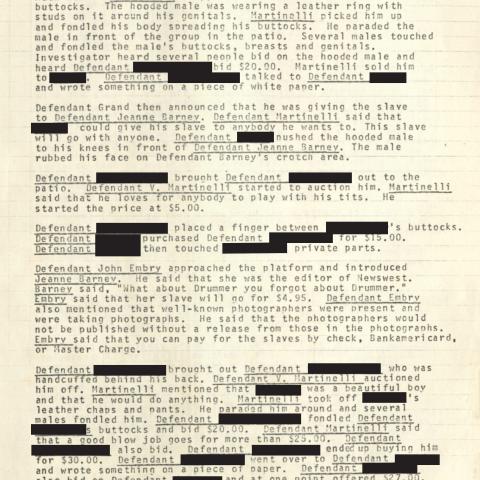 Arrest Report, "Slave Auction" at 4424 Melrose Avenue, April 10, 1976, Aristide Laurent Collection