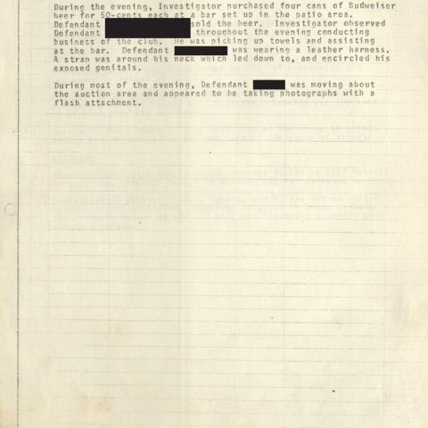 Arrest Report, "Slave Auction" at 4424 Melrose Avenue, April 10, 1976, Aristide Laurent Collection