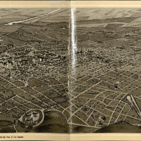 Album of Los Angeles & Vicinity, Aerial View Illustration