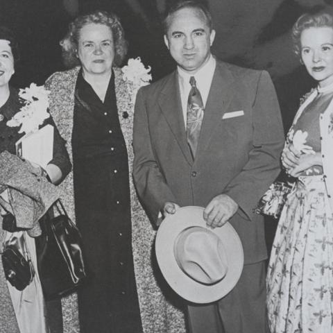 L to R: Eddy Jo Bernal, Agness Underwood, Mickey Cohen, unidentified woman