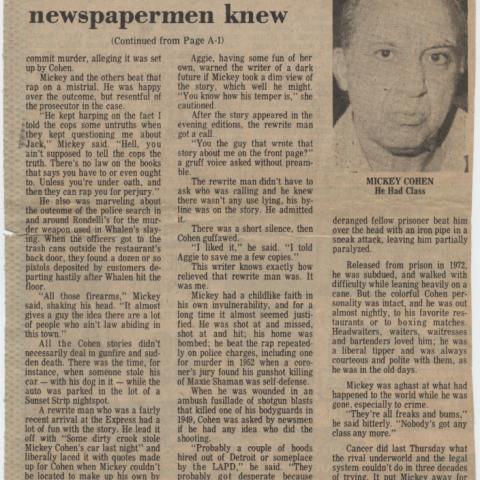 "The Mickey Cohen the Newspapermen Knew"