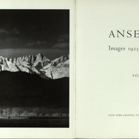 Cover page of Ansel Adams: Images 1923-1974, featuring mountains