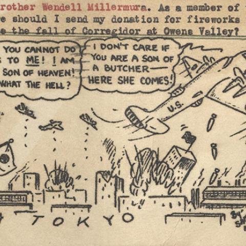 Anti-Japanese propaganda postcard sent to Reverend Wendell L. Miller, May 6, 1942