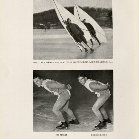 Photographs of skate-sailors and speed skaters from The Art of Skating