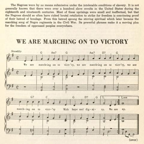 We Are Marching on to Victory, lyrics and music in Songs of Work and Freedom, 1960