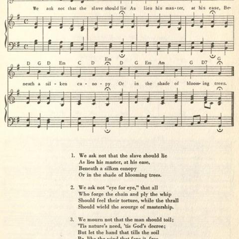 The Abolitionist Hymn, lyrics and music in Songs of Work and Freedom, 1960