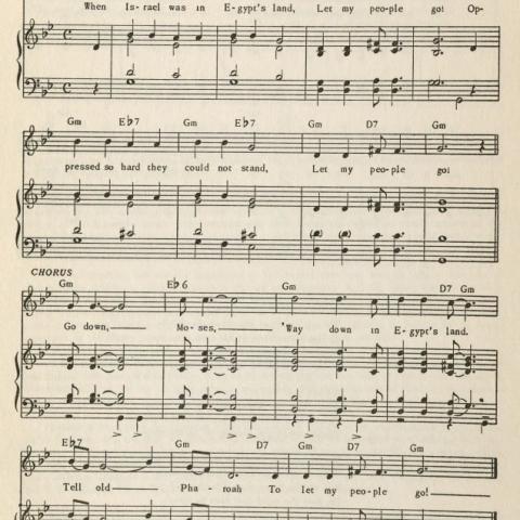 Go Down Moses, lyrics and music in Songs of Work and Freedom, 1960
