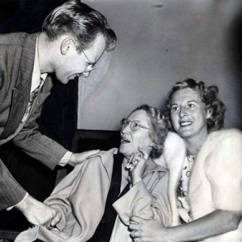 Bertha Wagner, a juror, is thanked by Gollum after his and Overell's acquittal