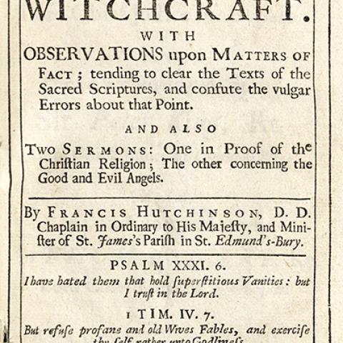 Title page of "An Historical Essay Concerning Witchcraft." BF 1565 H85