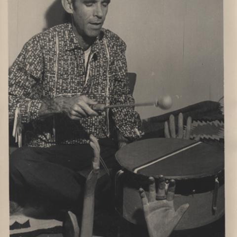 Jim Silvereagle playing drums