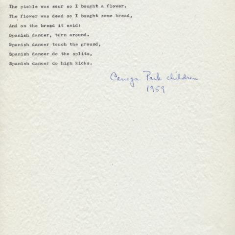 Lyrics to a jump rope rhyme as sung in Canoga Park, California.