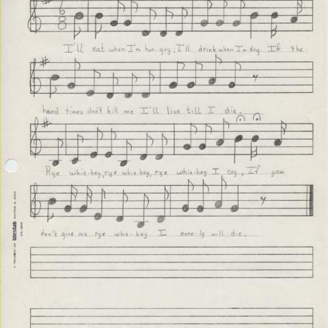 First verse and chorus of Rye Whiskey