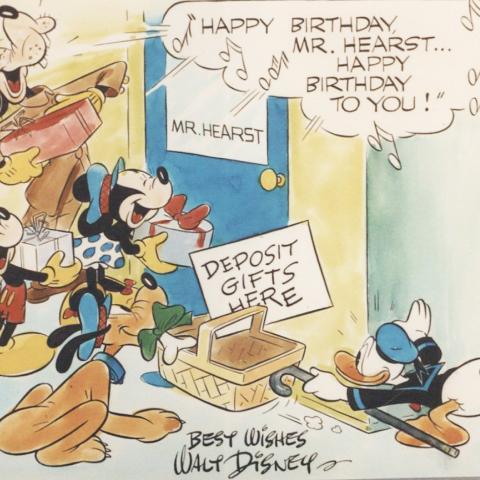 Birthday card from Walt Disney for William Randolph Hearst