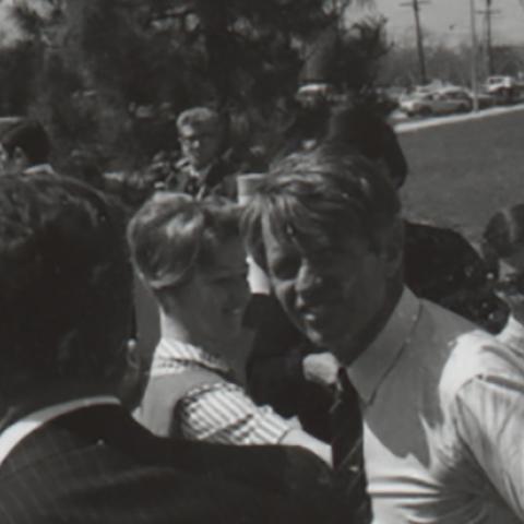 Bobby Kennedy on campus in 1968.