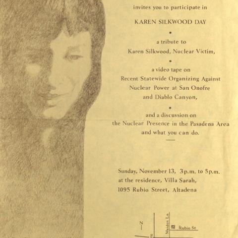 Karen Silkwood Day flyer, Pasadena Alliance for Survival, circa 1975
