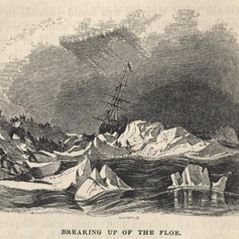 Breaking up the ice floe. Winter in the Arctic Regions