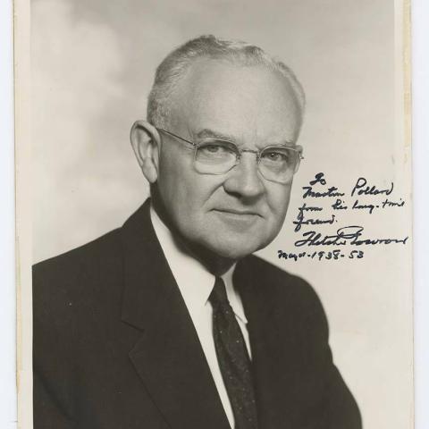 Los Angeles Mayor Bowron was an invited guest to the 1950 dedication of the Campo de Cahuenga community building, circa 1953.