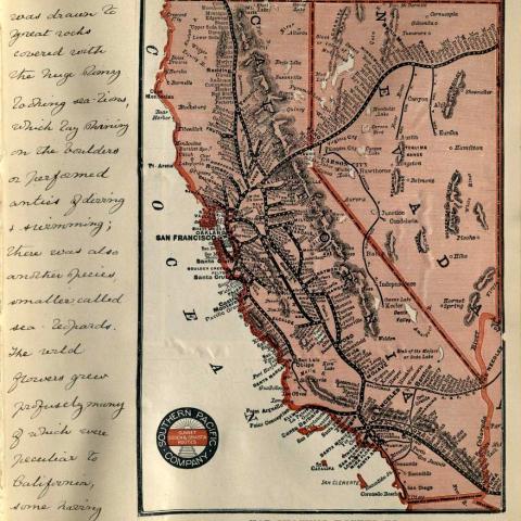 Map of Southern Pacific train routes