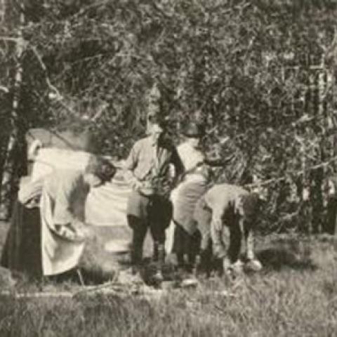 Family enjoying outdoor activities, ca. 1922