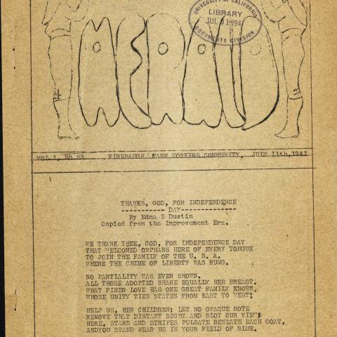 Camp Herald, Firebaugh Farm Workers Community, June 11, 1941