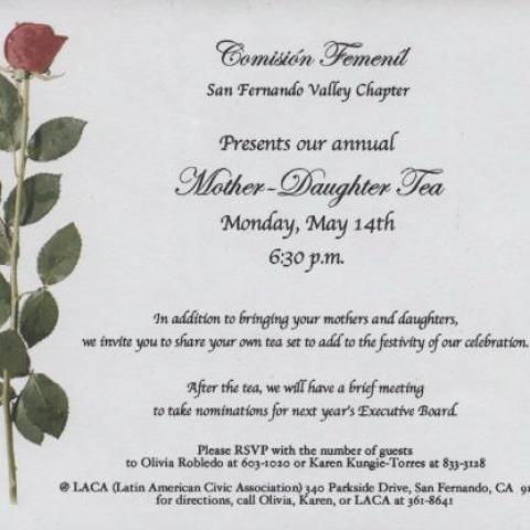 Mother Daughter Tea event invitation