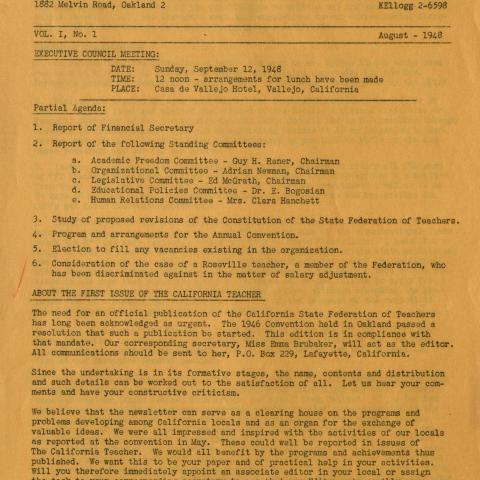 The 1948 inaugural issue of the California Teacher