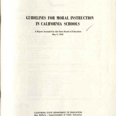1969 Moral instruction report by the State department of public instruction