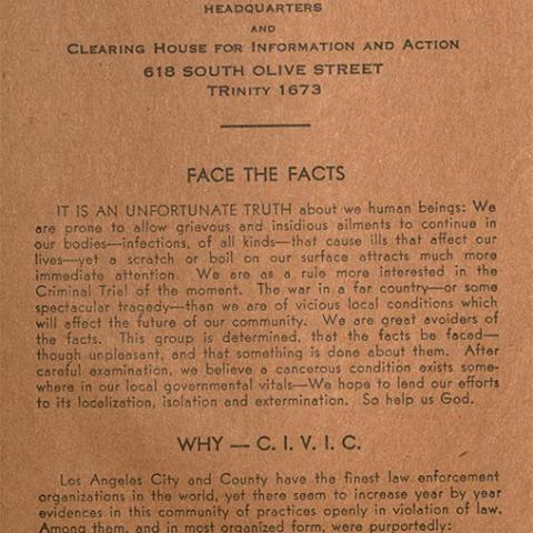 Brochure, Citizens Independent Vice Investigating Committee