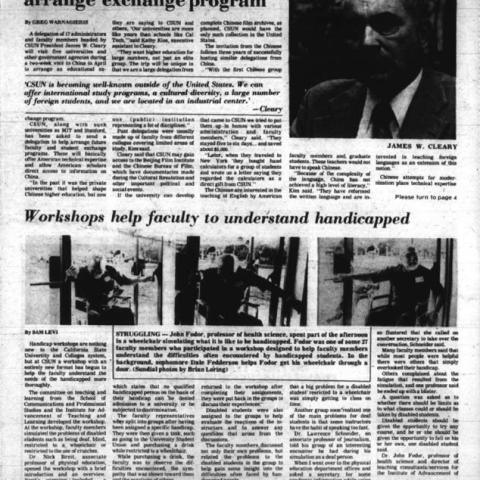 “Cleary to visit China, help arrange exchange program,” Daily Sundial, March 5, 1981