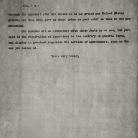 Letter to Harry Brook regarding the Aqueduct and earthquake safety