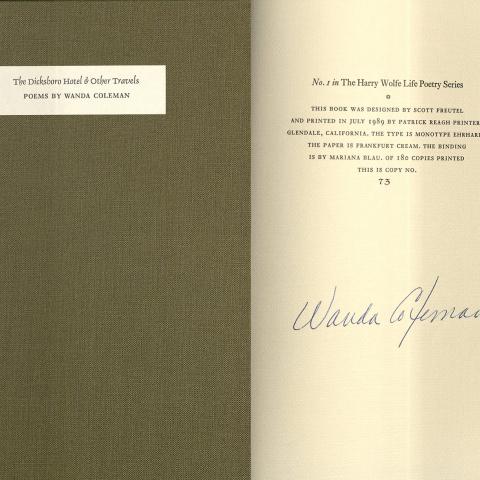 The Dicksboro Hotel & Other Travels: Poems by Wanda Coleman, 1989