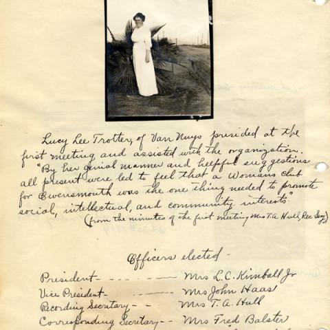 Lucy Lee Trotter of Van Nuys presided over the first meeting of the Owensmouth Women's Club