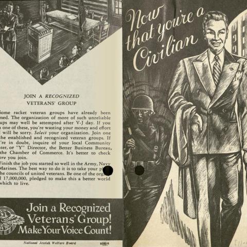 "Now that you're a Civilian" brochure from the National Jewish Welfare Board, November 13, 1945