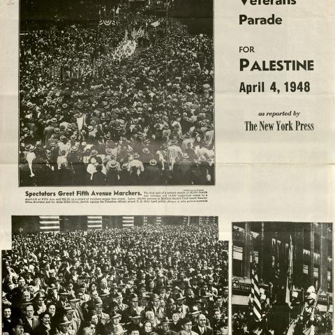 Jewish War Veterans "Veterans' Parade for Palestine" clipping from The New York Press, April 4, 1948