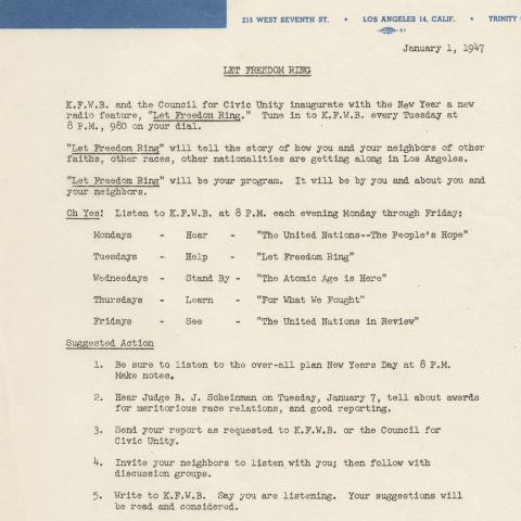 Uni-Facts: Council for Civic Unity, Let Freedom Ring, January 1, 1947